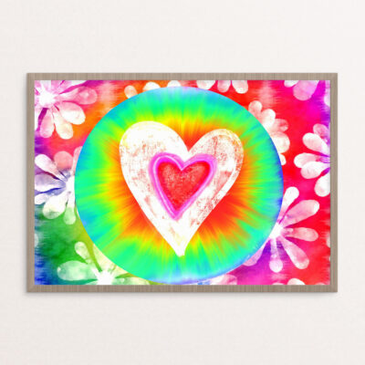Plakat, hippie, hjerte A3 Plakat, hippie, hjerte