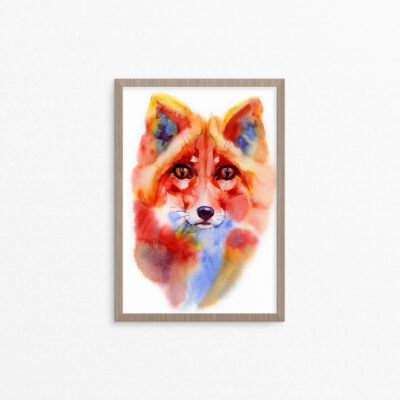 plakat, dyr, ræv, pastel A4 plakat, dyr, ræv, pastel