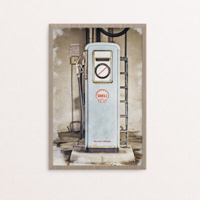 plakat, retro, benzinstander A4 plakat, retro, benzinstander